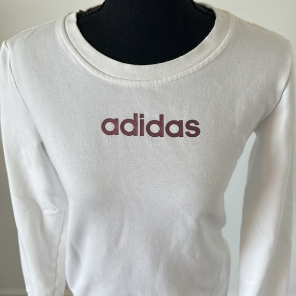 Adidas White Pull Over Crew Neck Sweater - Picture 2 of 10